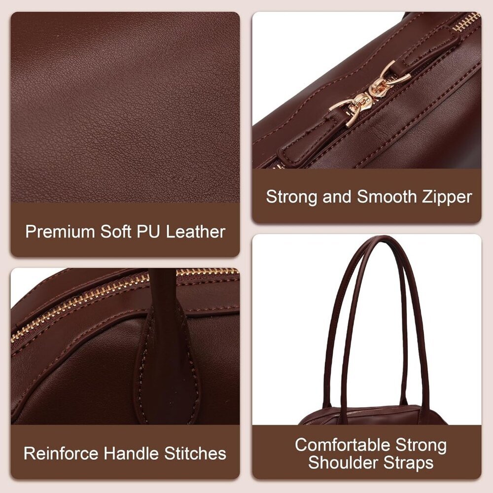 Women Coffee PU Leather Shoulder Purse Elegant Swing Bag for daily use Wor - Picture 7 of 7
